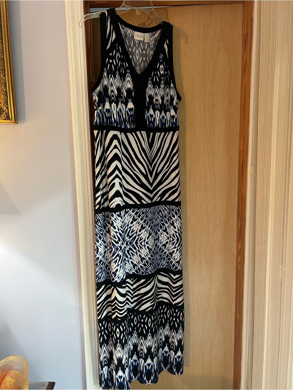Chico's Black and White Patterned Sleeveless Maxi Dress